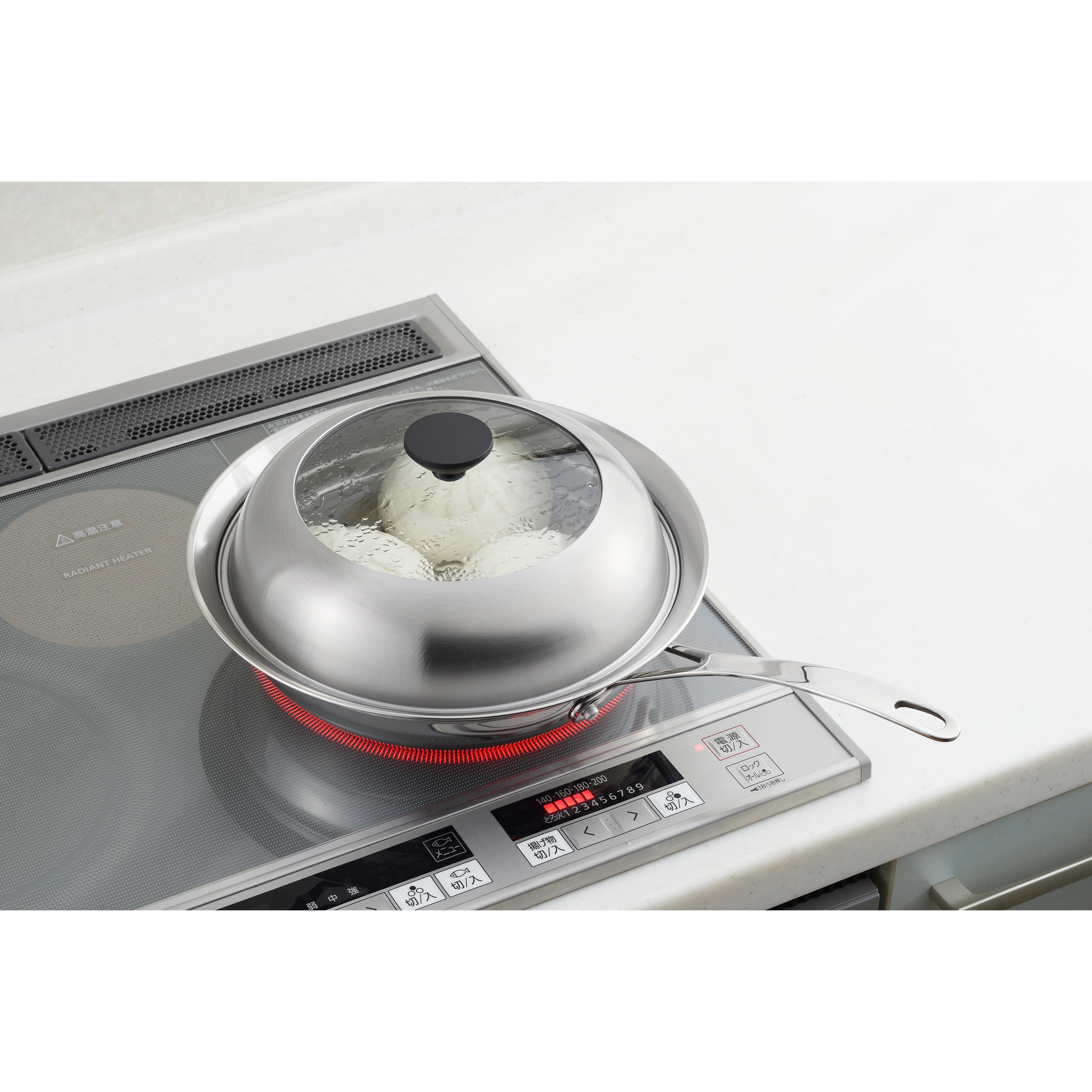 YJ3212 見える!フライパン用蒸し器 ヨシカワ 幅288mm高さ110mm YJ3212