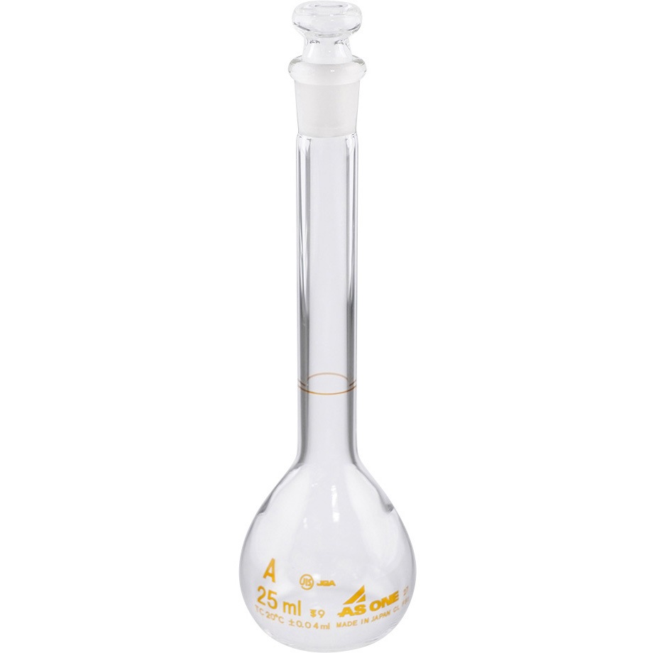 (一般校正(中国語)) メスフラスコ 白 中国語版校正証明書付 アズワン 25mL