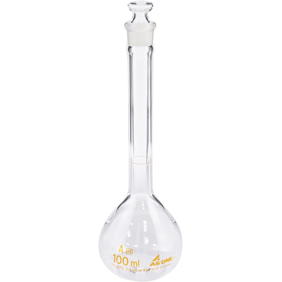 (一般校正(中国語)) 高精度メスフラスコ 白 中国語版校正証明書付 アズワン 100mL