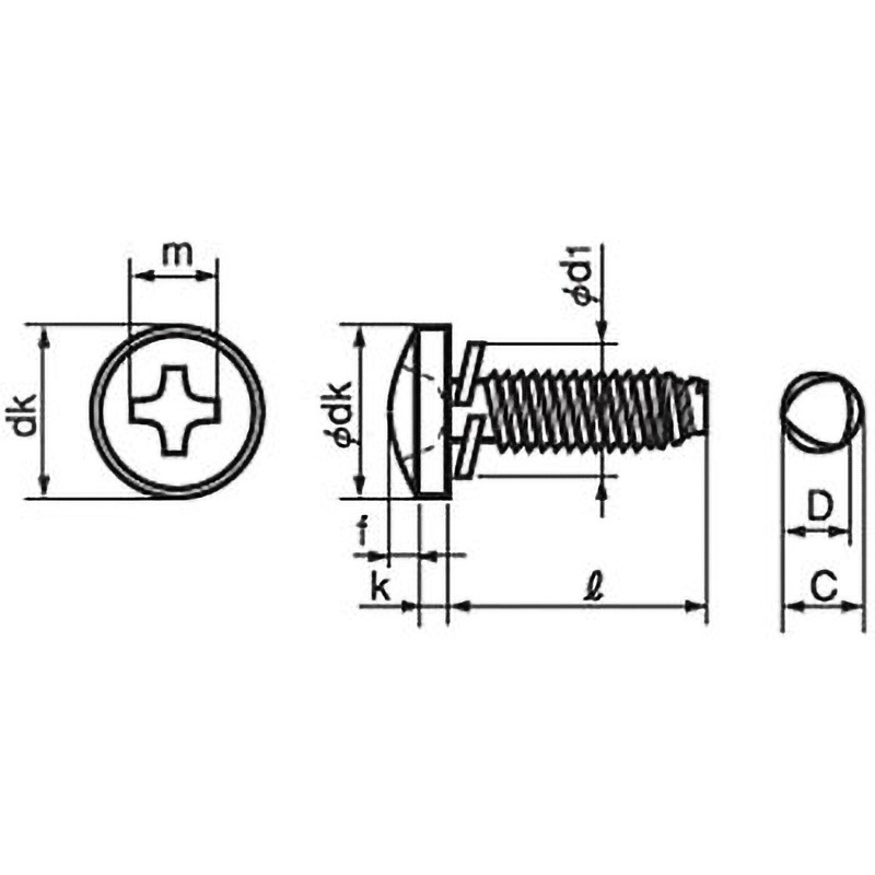 M3×6 タップタイプ(+)SタイプバインドP=2(SW組込)(鉄/亜鉛黒)(小箱) 大阪魂 呼びM3長さ6mm 1箱(2000個)