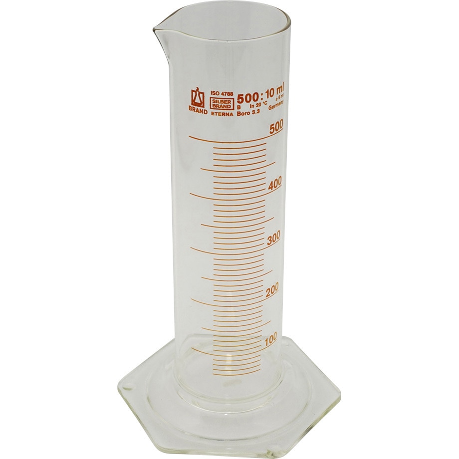 42054(一般校正(中国語)) メスシリンダー 太型 中国語版校正証明書付 アズワン 500mL