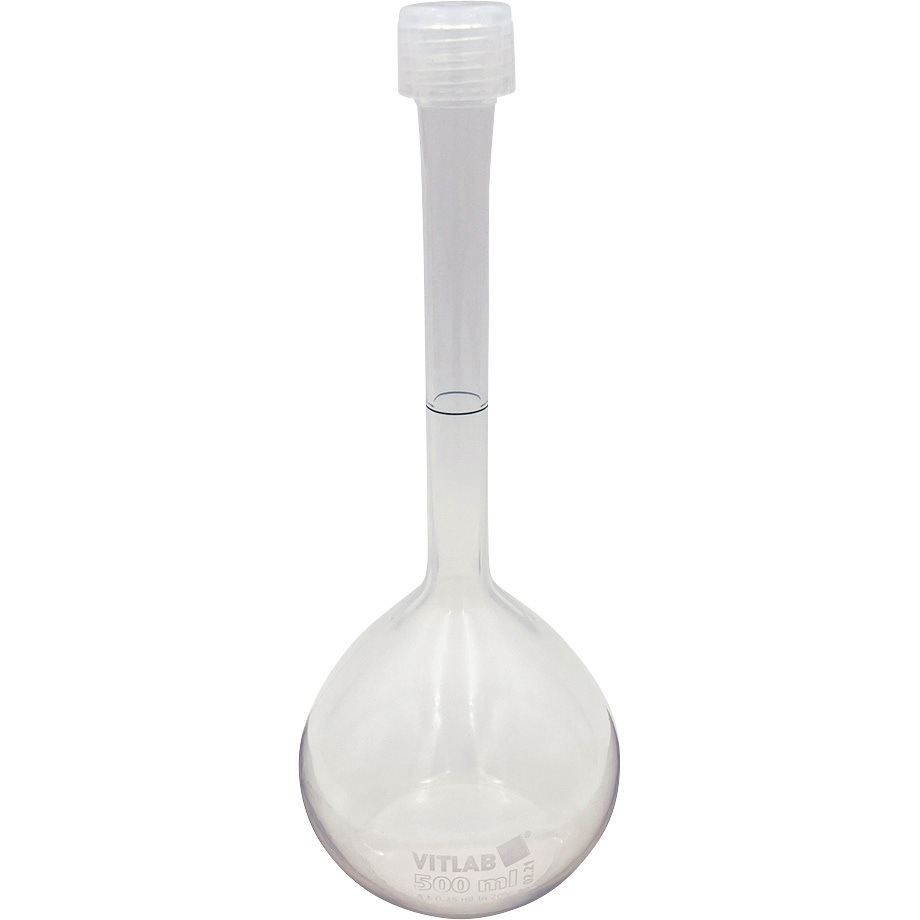 107597(一般校正(英語)) PFAメスフラスコ 英語版校正証明書付 VITLAB 500mL