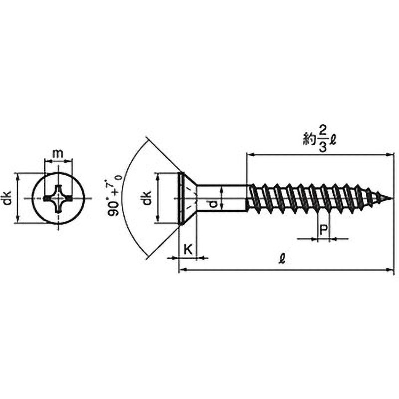 M3.8×32 SUS430(+)皿木ねじ(SUS430)(小箱) 大阪魂 十字穴番号2 ねじの呼びM3.8長さ32mm 1箱(1000個)