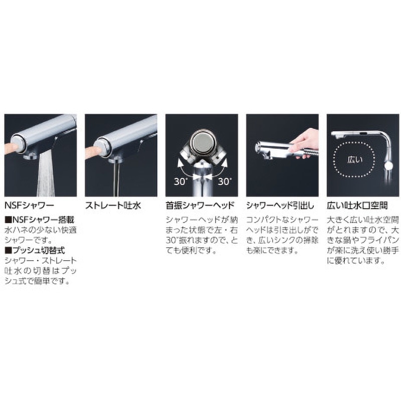 KM6111DECM4 シングルシャワー付混合栓(センサー付) 電池 KM6111EC KVK キッチン用 逆止弁タイプ