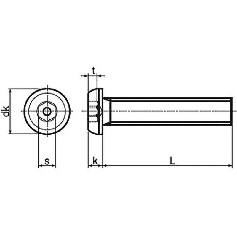 #6-32×3/8 TRF/いたずら防止用ねじステンレスピン・ボタン六角穴ねじ(UNC)(ステンレス)  (小箱) 日本パワーファスニング ねじの呼び#6 1箱(100個)