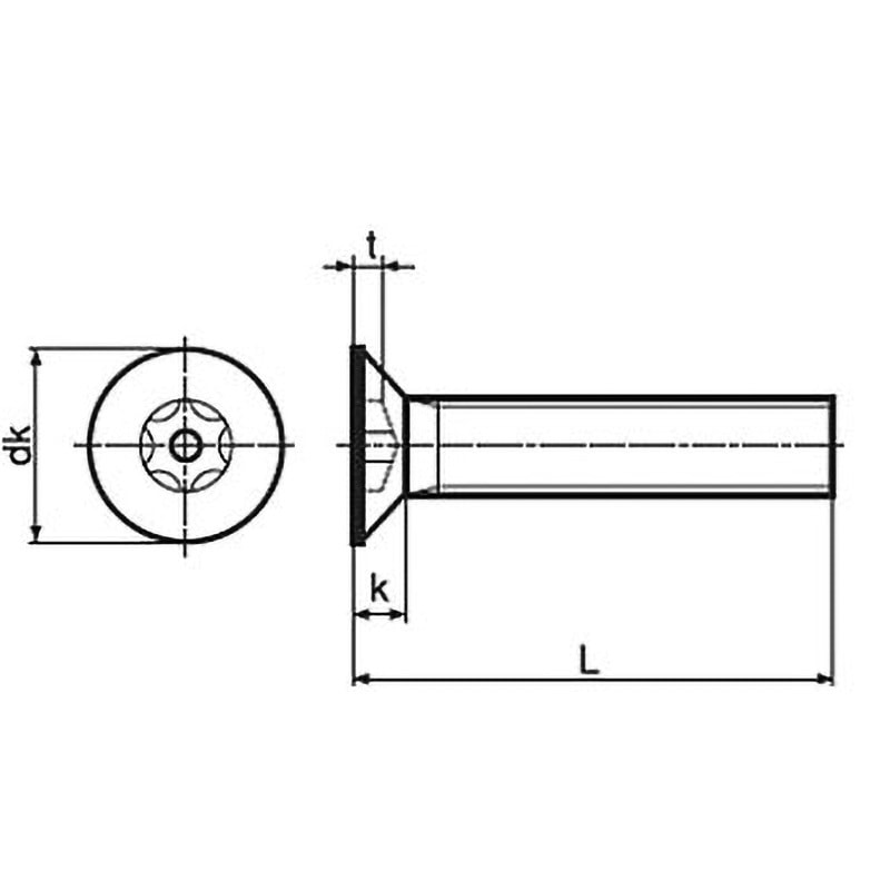 M3×12 TRF/いたずら防止用ねじステンレスピン・皿TRX小ねじ(ステンレス/ブラック)  (小箱) 日本パワーファスニング 呼びM3長さ12mm 1箱(100個)
