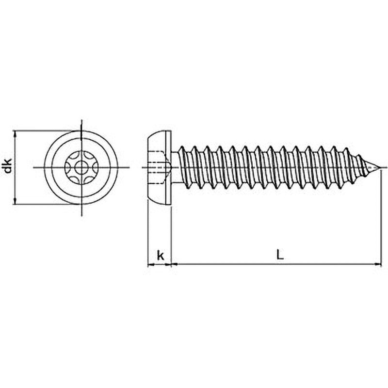 M3.5×25 TRF/いたずら防止用ねじステンレスピンTRX・ボタンタッピンねじ(4種AB形)(ステンレス/ブラック)  (小箱) 1箱(100個) 日本パワーファスニング 【通販モノタロウ】