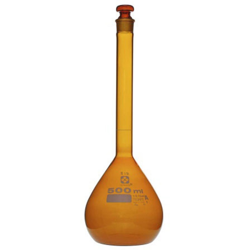 (一般校正(中国語)) メスフラスコ 全量フラスコ・スーパーグレード 茶 中国語版校正証明書付 SIBATA(柴田科学) 500mL