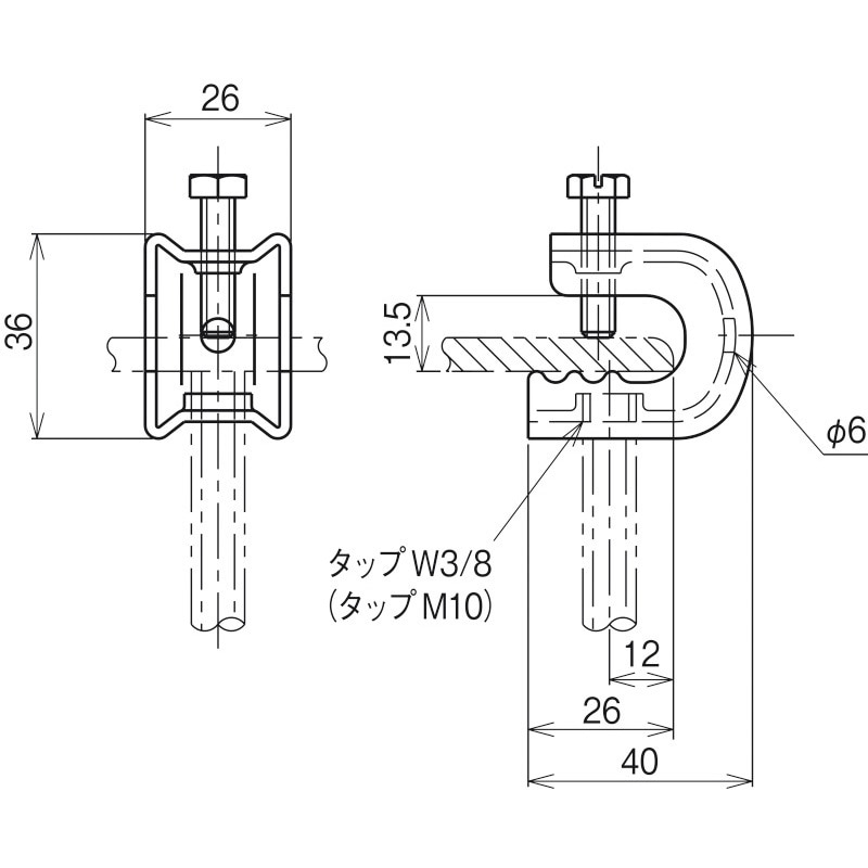 Z-PH1ST-W3 吊りボルト支持金具 一般形鋼用 1個 ネグロス電工 【通販