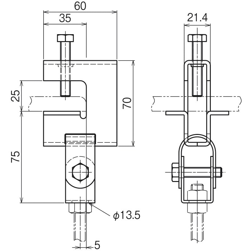 Z-HB1FN 吊り金具(一般形鋼用・リップみぞ形鋼用) ネグロス電工 1個 Z