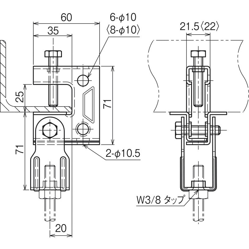 Z-HB1T-W3 吊り金具(一般形鋼用・リップみぞ形鋼用) ネグロス Z-HB1T-W3 吊り金具(一般形鋼用・リップみぞ形鋼用) ネグロス