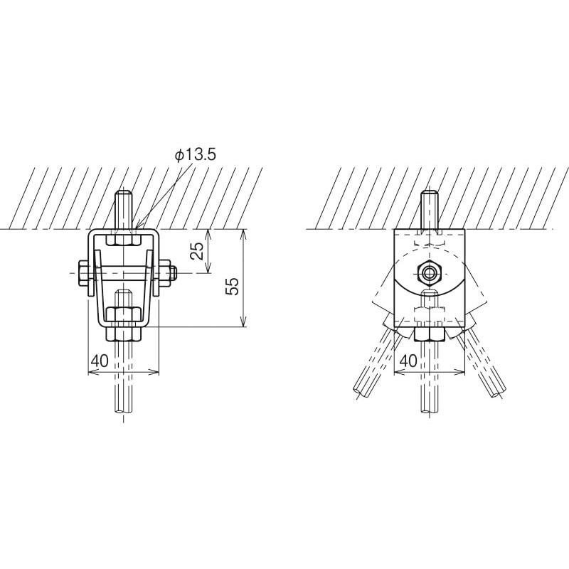 Z-BSH1-W3 天井・壁面用吊りボルト支持金具 ネグロス電工 1個 Z Z-BSH1-W3 天井・壁面用吊りボルト支持金具 ネグロス電工 1個 Z