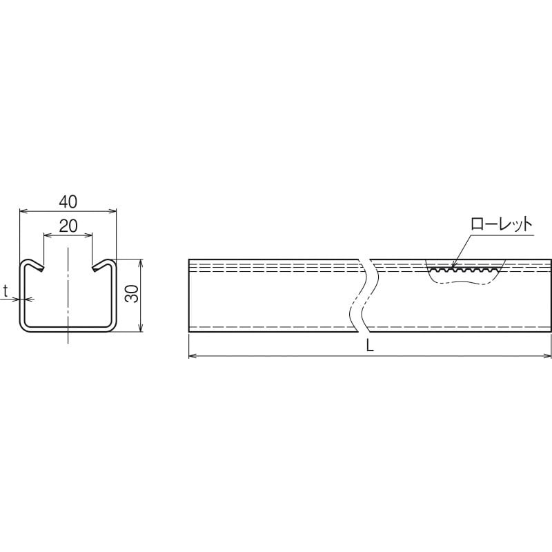 ダクターチャンネル(穴なしタイプ) 全長2.5m Z-D1