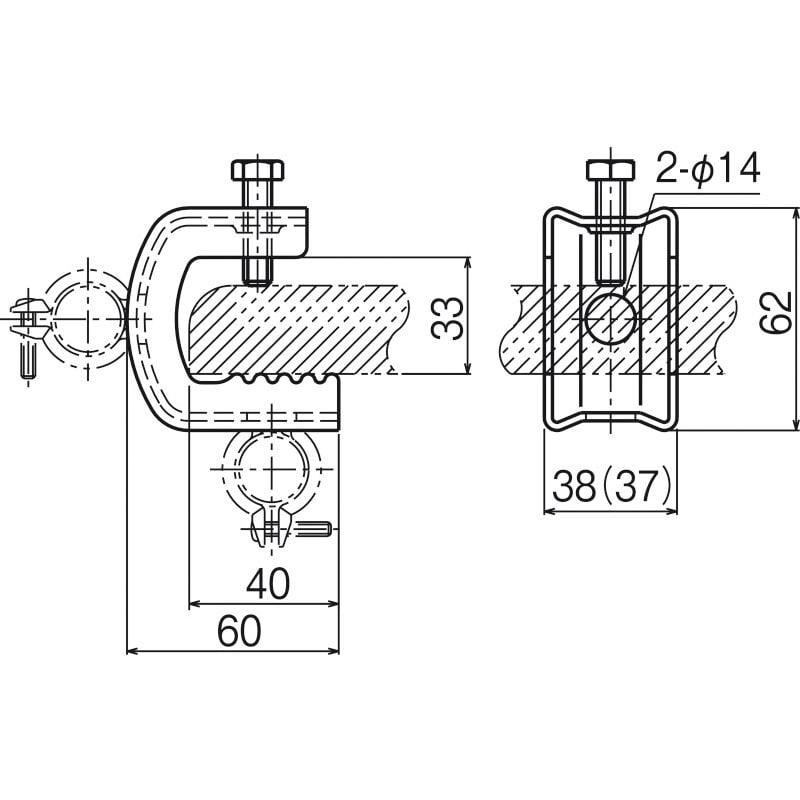 Z-PH2W パイラック (一般形鋼用管支持金具) 1箱(20個) ネグロス電工 【通販モノタロウ】