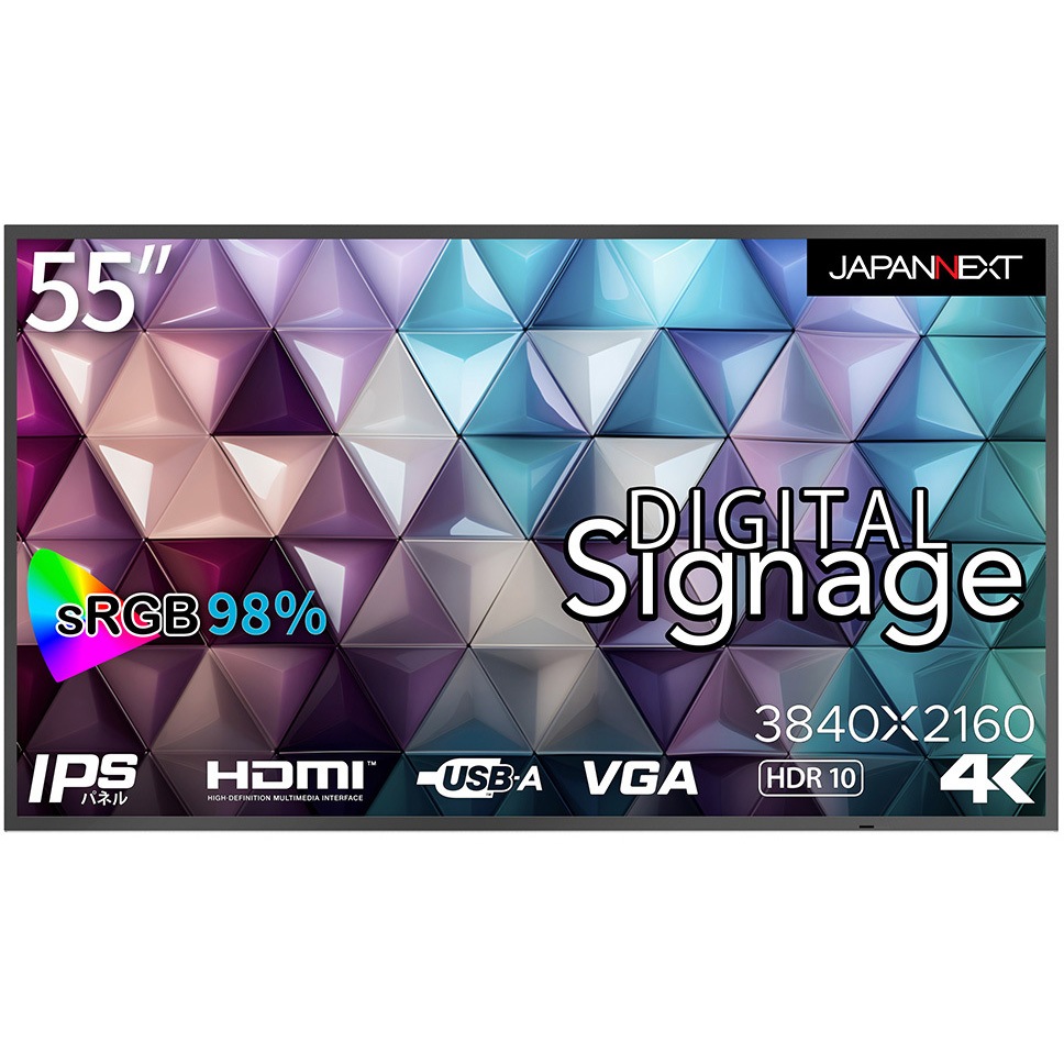 JN-Si55UHDR-24 55型/3840×2160/HDMI×3、USB×1/ブラック/スピーカー：有 JAPANNEXT IPS(ADS)パネル 半光沢