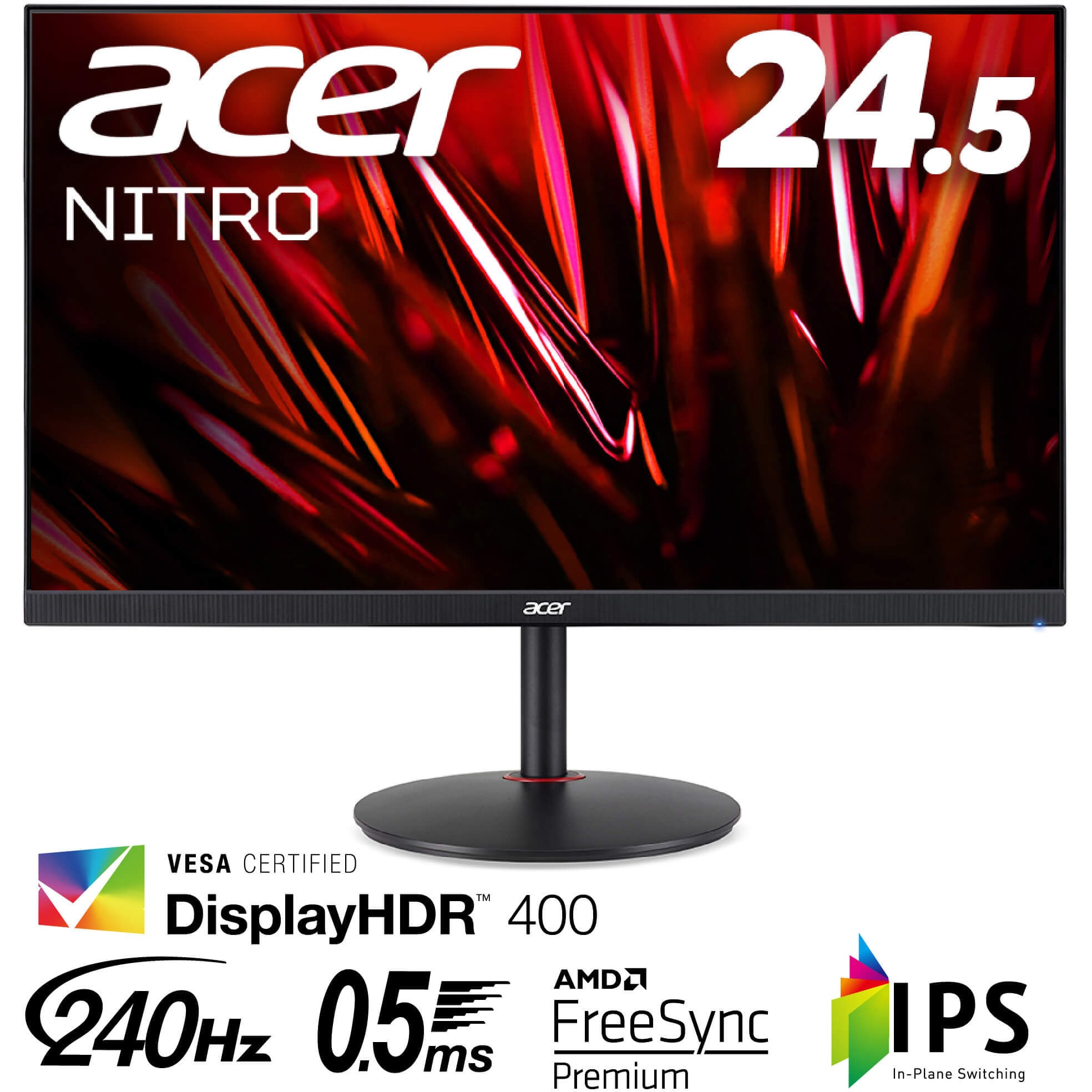XV252QZbmiiprx NITRO 24.5インチワイド液晶ディスプレイ (24.5型/1920×1080/HDMI、DisplayPort/ブラック/スピーカー搭載/IPS/非光沢/フルHD/16:9/400cd/1ms) 1台 Acer(エイサー) 【通販モノタロウ】