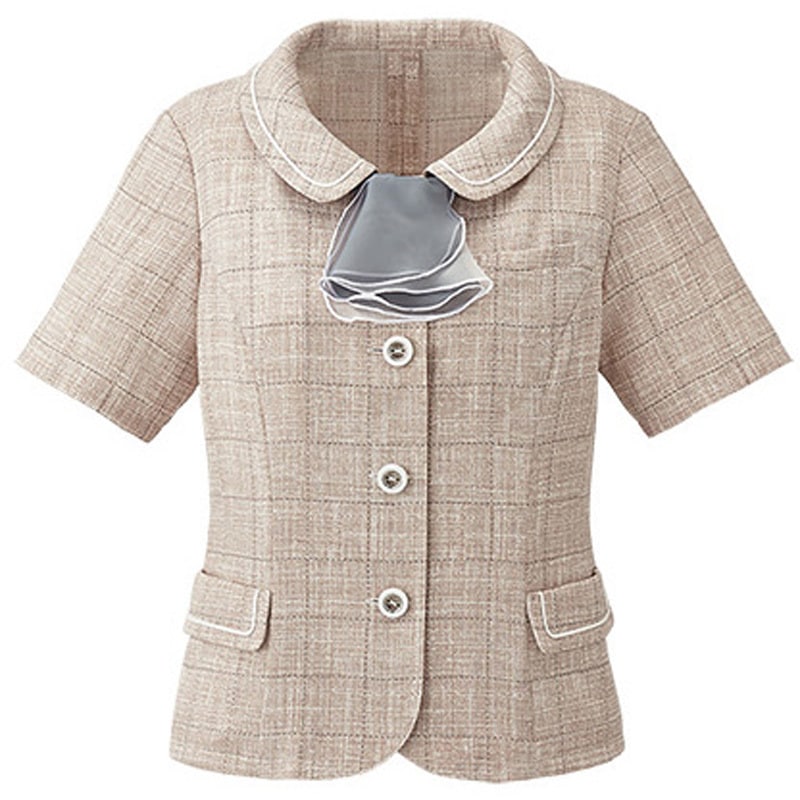 GOBL-1501-A5 【リボン付き】[半袖]オーバーブラウス サーヴォ(旧:サンペックスイスト) 女性用 ベージュ系色 サイズ(号)5  GOBL-1501-A5 11,385円