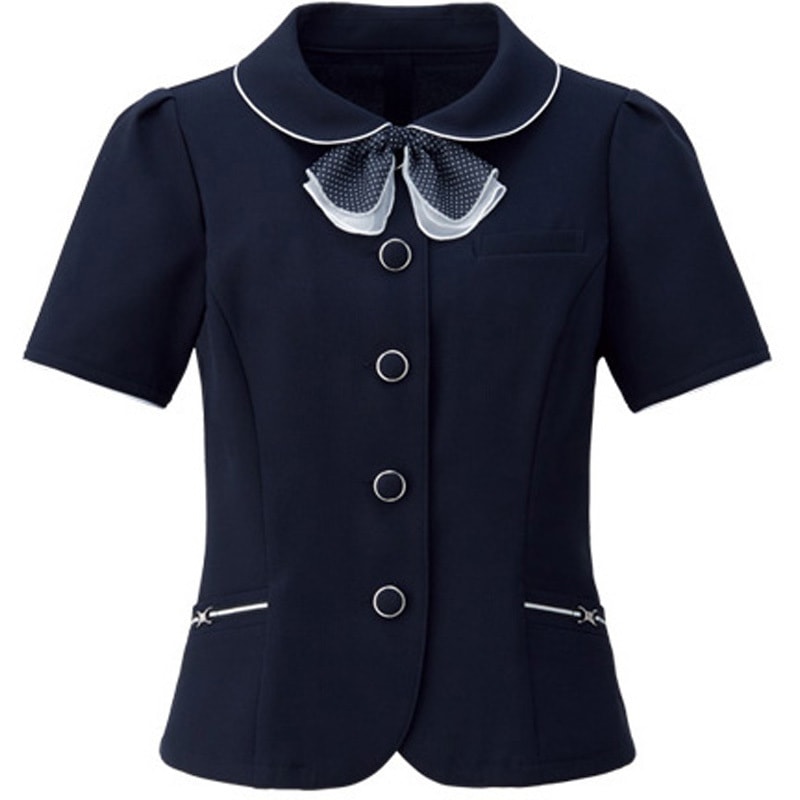 GOBL-1613-K3 【リボン付き】[半袖]オーバーブラウス サーヴォ(旧:サンペックスイスト) 女性用 ネイビー色 サイズ(号)7  GOBL-1613-K3