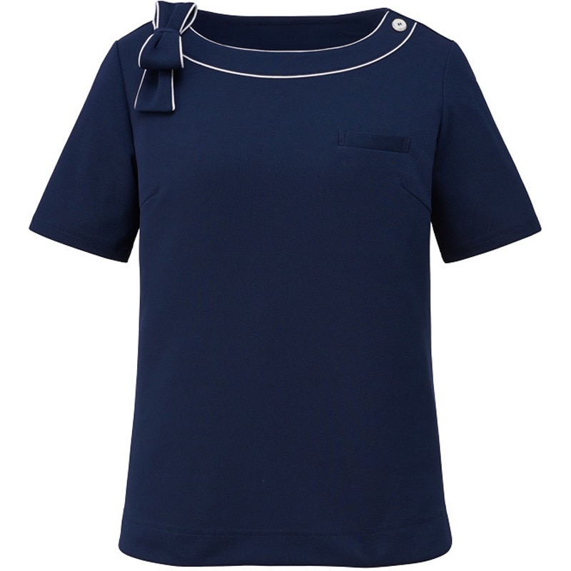 GCSL-1907-K3 カットソー 半袖 レディース Uネック 事務服 サーヴォ(旧:サンペックスイスト) ネイビー色 サイズM  GCSL-1907-K3