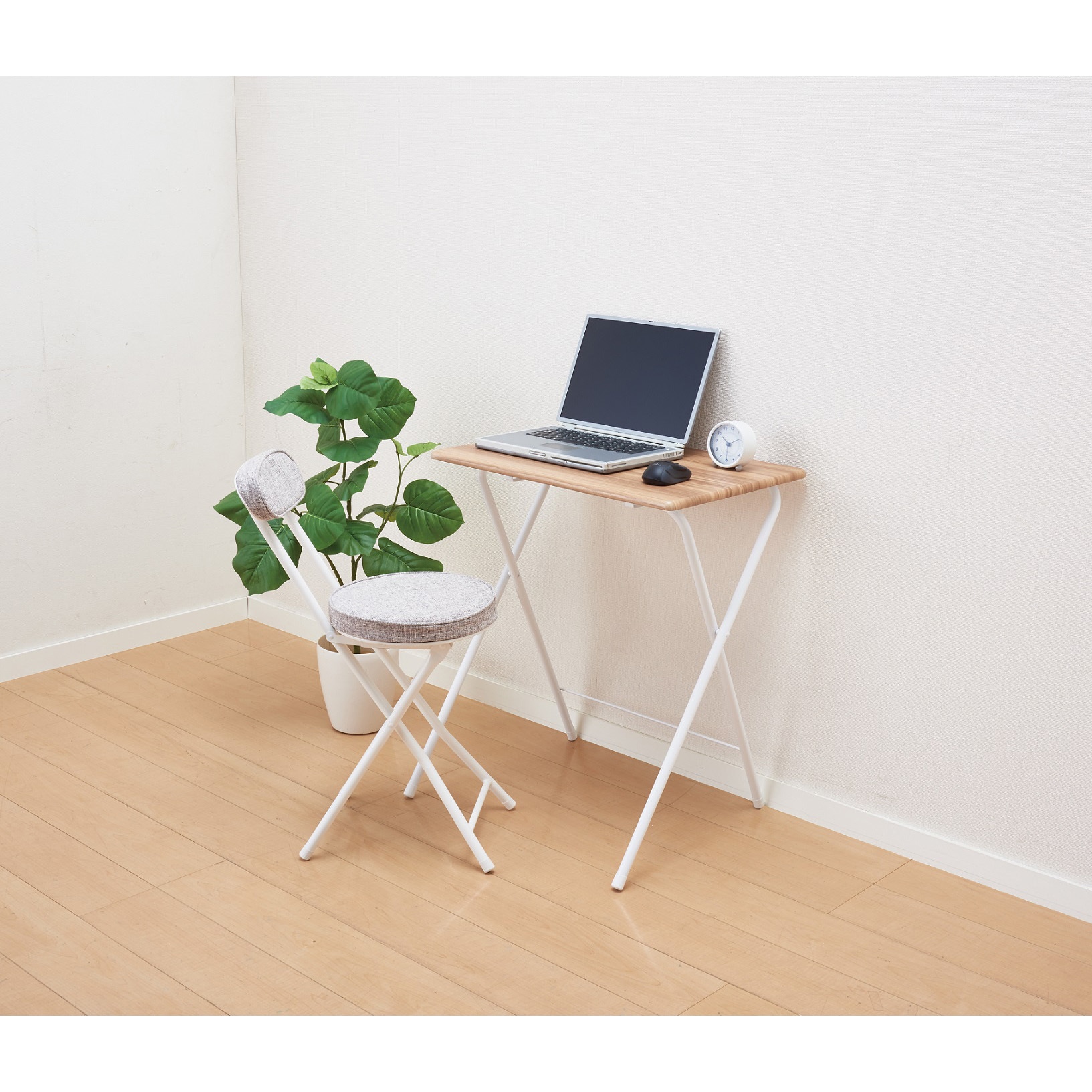 N-7931 フォールディングデスク 6042 パール金属 幅600mm ナチュラル色