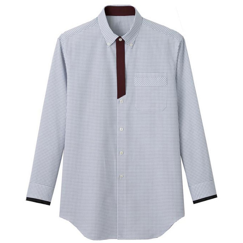 LBLU-1707-K5 男女兼用長袖シャツ サーヴォ(旧:サンペックスイスト) ネイビー×白色 サイズ4L  LBLU-1707-K5