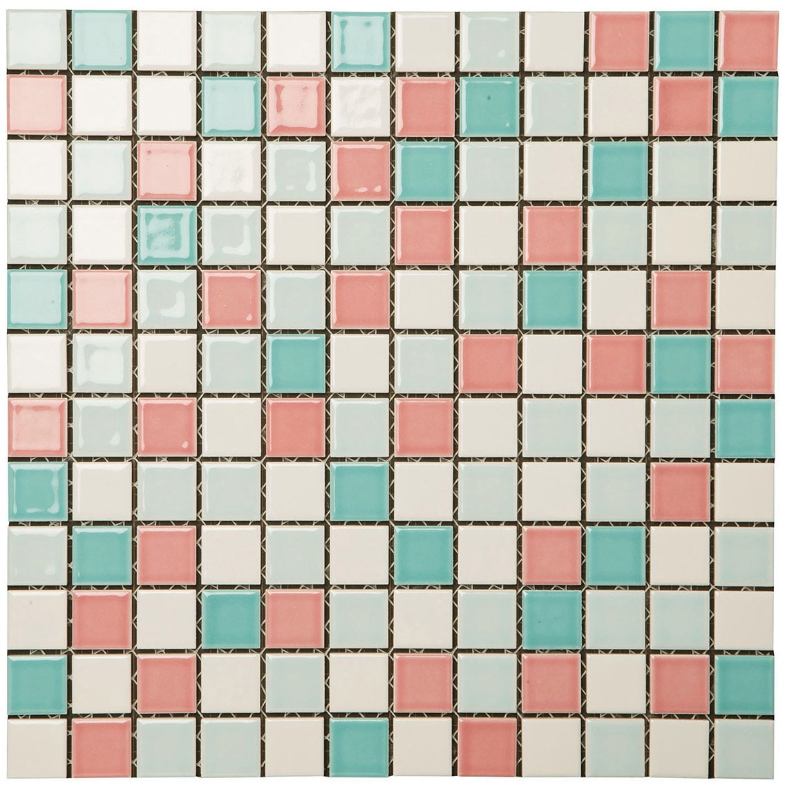 リアルタイルプレート　300x500x25(mm) net-etm-225k-113 22.5mm角モザイクタイル裏ネット張パステルMIX色