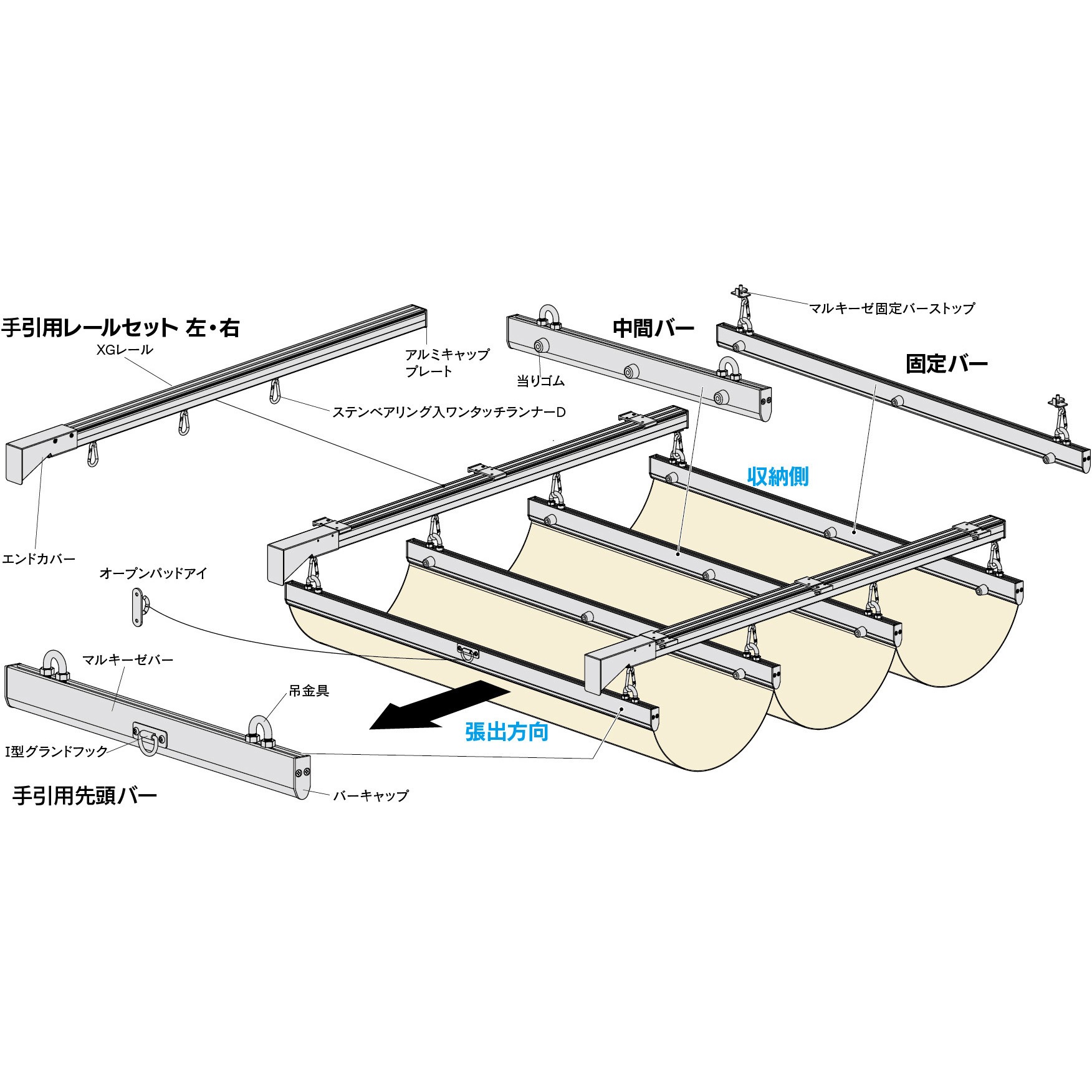 74J33T マルキーゼ手引きセット(エンドカバー)【天井Sブラケット】 1セット 岡田装飾金物 【通販モノタロウ】