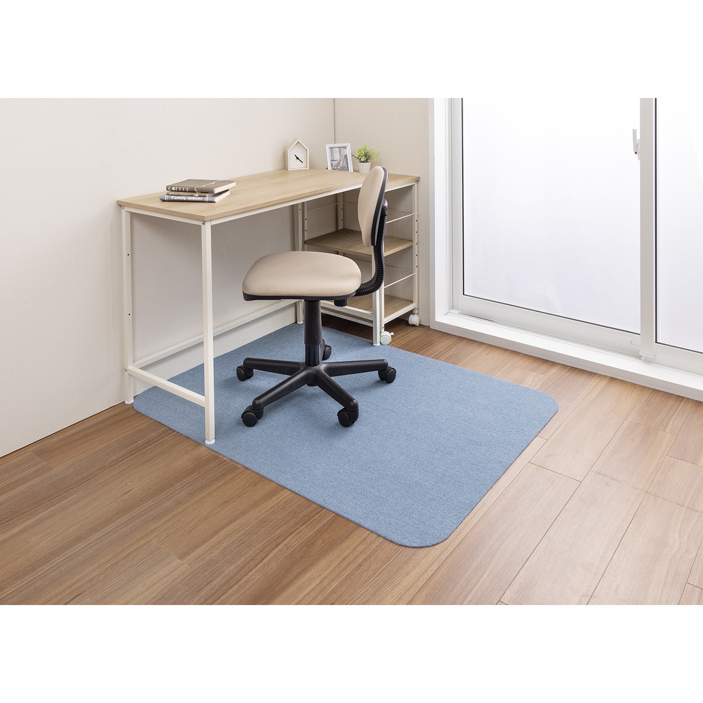 KX-58 デスク足元マット サンコー[日用品] メランジブルー色 厚さ4mm縦