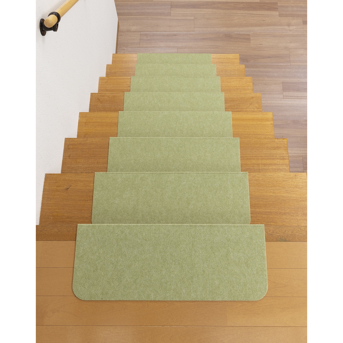 KX-94 おくだけ吸着折り曲げ付階段マット 無地 ワイド55cm 1セット(15