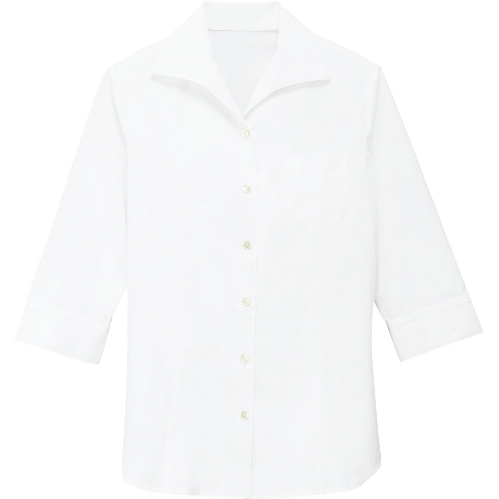 BL-309-A9 【女性用】七分袖シャツ(ストレッチ・ブロード) サーヴォ(旧:サンペックスイスト) ホワイト色 サイズ(号)15  BL-309-A9