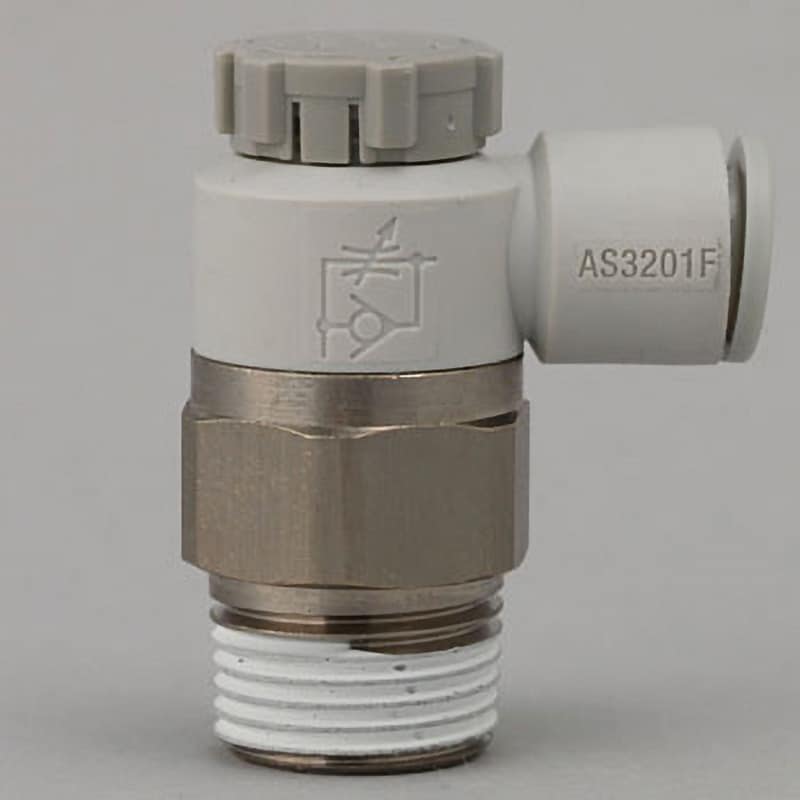 スピードコントローラエルボタイプ (AS3201F-～) メータアウト シール剤 適合チューブ外径8mm接続口径R3/8