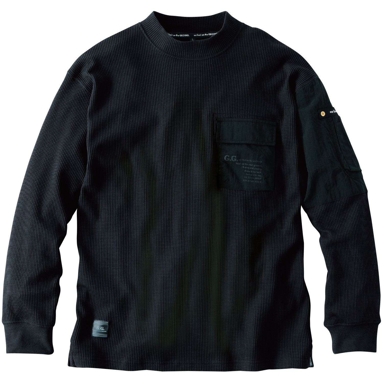 4475-52 長袖Tシャツ(胸ポケット付き) G.G ブラック色 サイズM