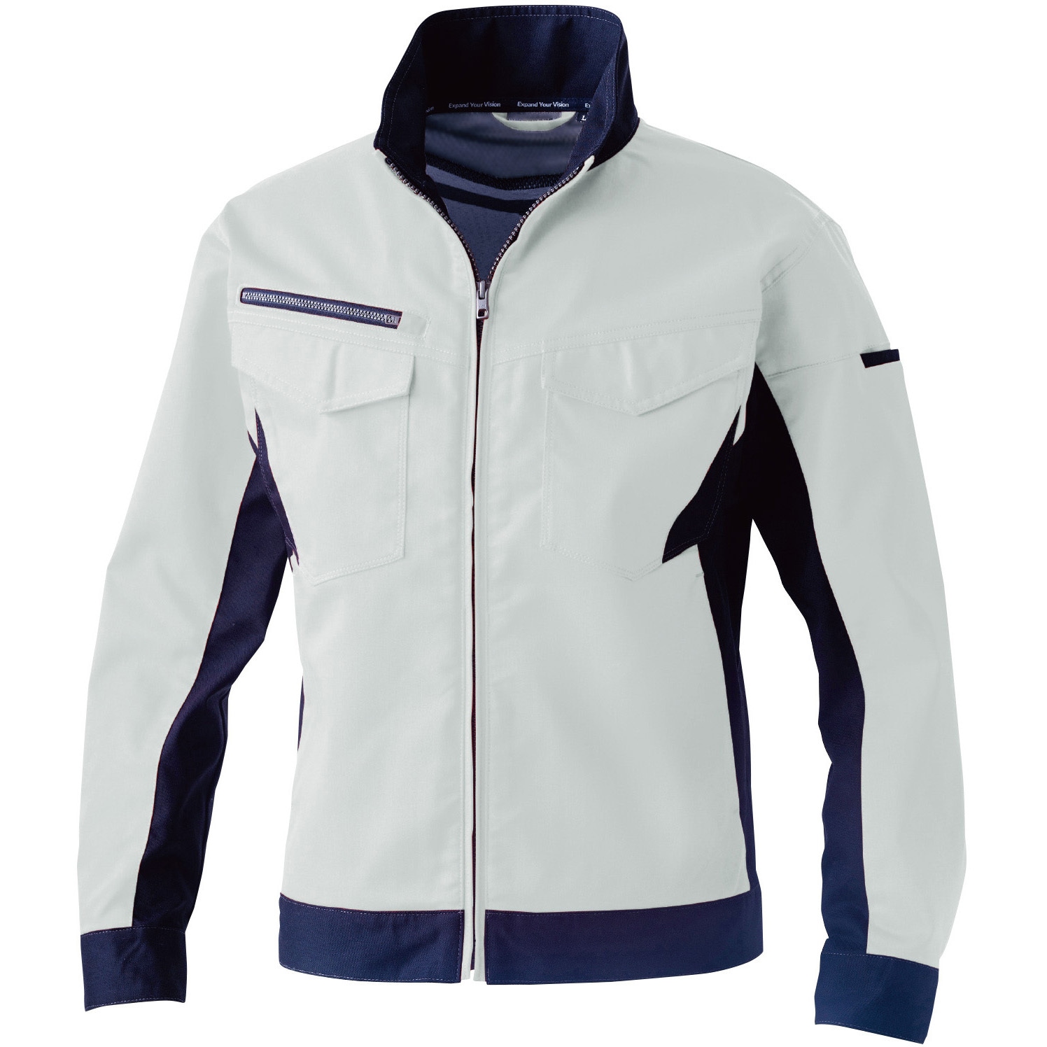 3472-00 長袖ブルゾン 桑和 シルバーグレー色 4L着丈70cm  3472-00