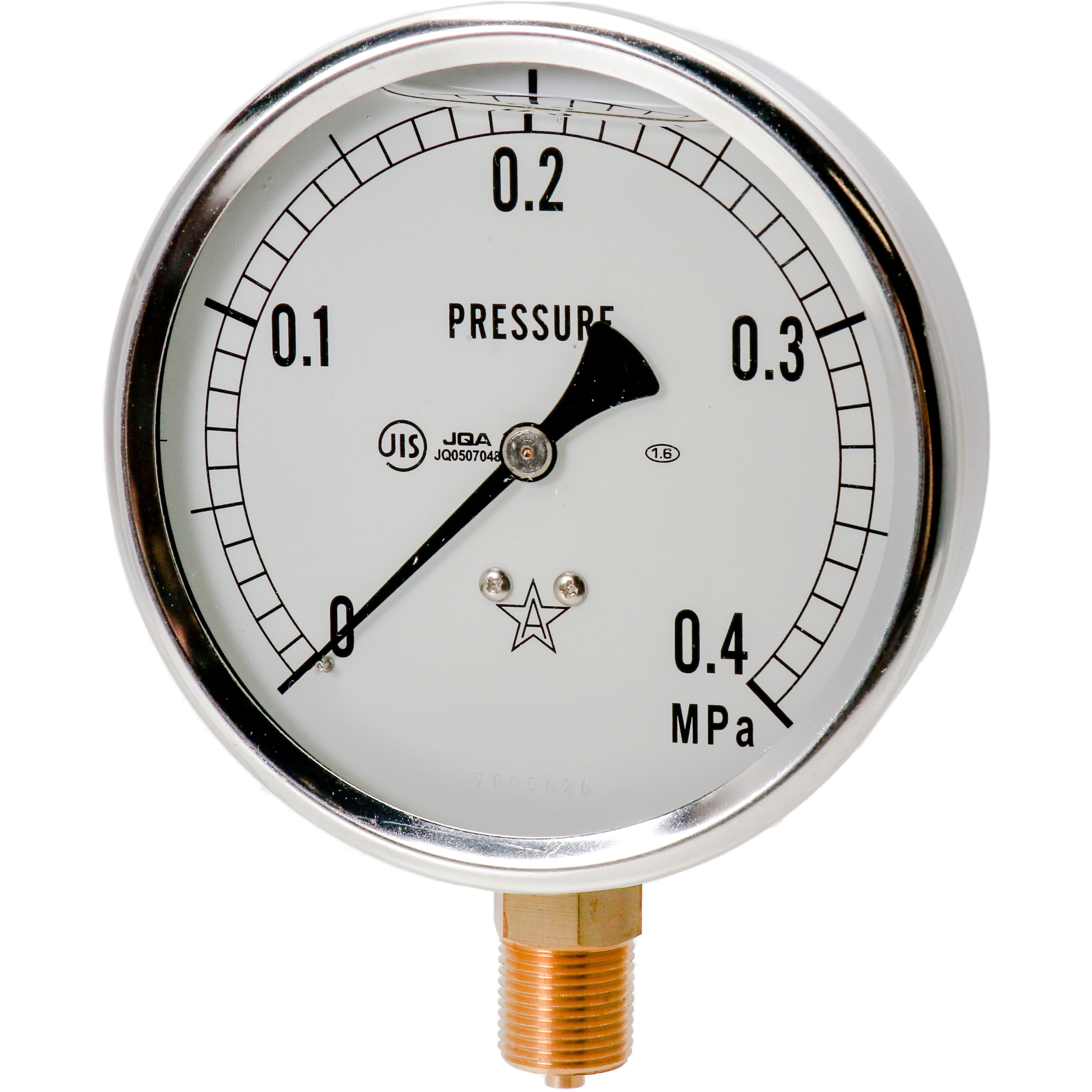 GLT-41-0.4MPa グリセリン入り圧力計Φ100 右下精器製造 A枠(立型つば無し) 圧力レンジ0～0.4MPa ねじ径G3/8B 5,878円