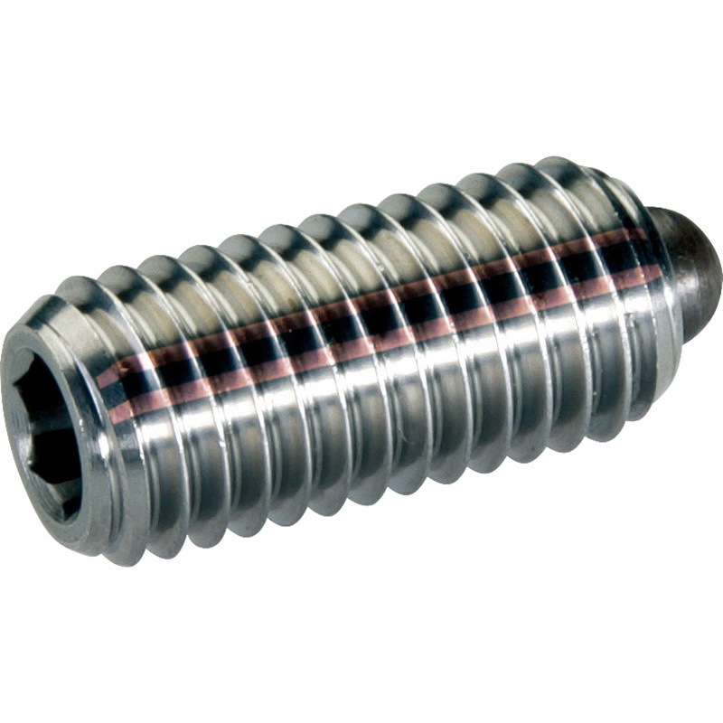 2B030.0184 スプリング・プランジャ、スラストピン、六角穴付インチサイズ/快削鋼、バネ圧：強/1 1個 Roemheld Halder(ロームヘルド・ハルダー) 【通販モノタロウ】