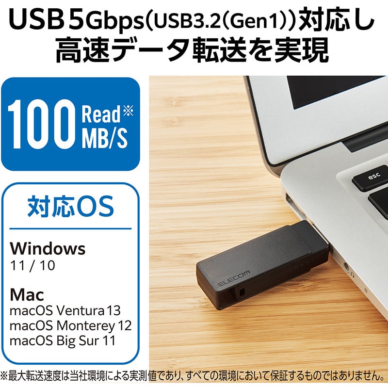 MF-RMU3B032GWH USBメモリ 5Gbps(USB3.2(Gen1)/2.0) USB-A 回転