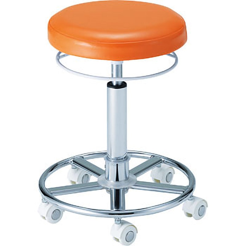 63009 スターカッティングチェア 西村製作所 キャスターあり 作業用イス オレンジ色 高さ500～690mm幅400mm奥行400mm