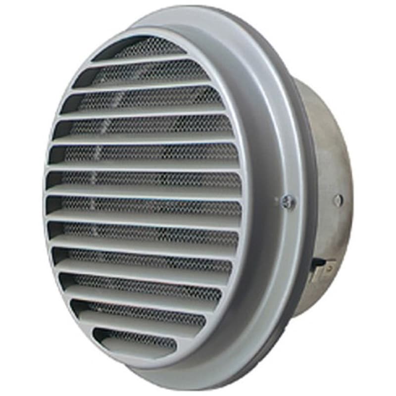 メルコエアテック 換気扇 部材外壁用（ステンレス製） 丸形防風板付ベントキャップ（覆い付） φ200 防火ダンパー付 横ギャラリ・網〔HJ〕 メルコエアテック 換気扇 部材外壁用(ステンレス製) 丸形防風板付