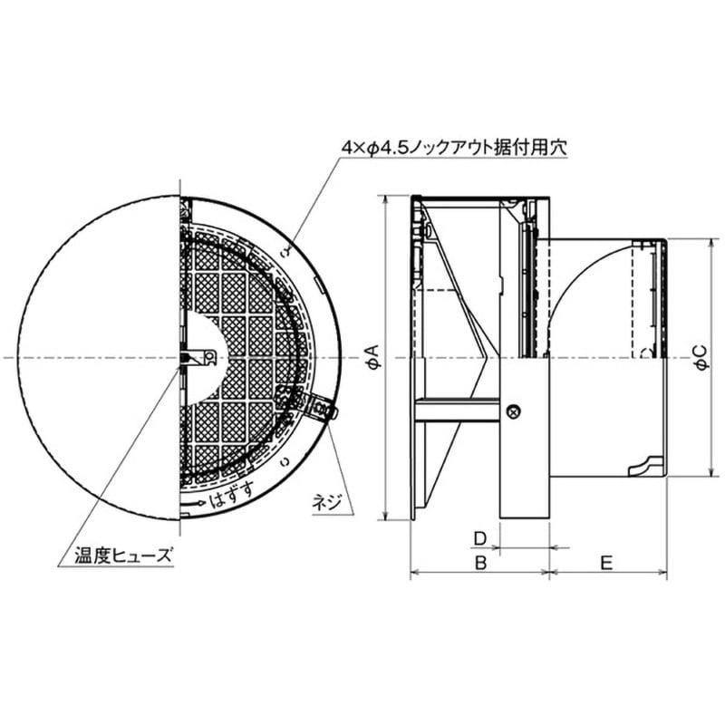 AT-100TBNSK-3M SUS製 耐外風ベントキャップ ギャラリ 網3M