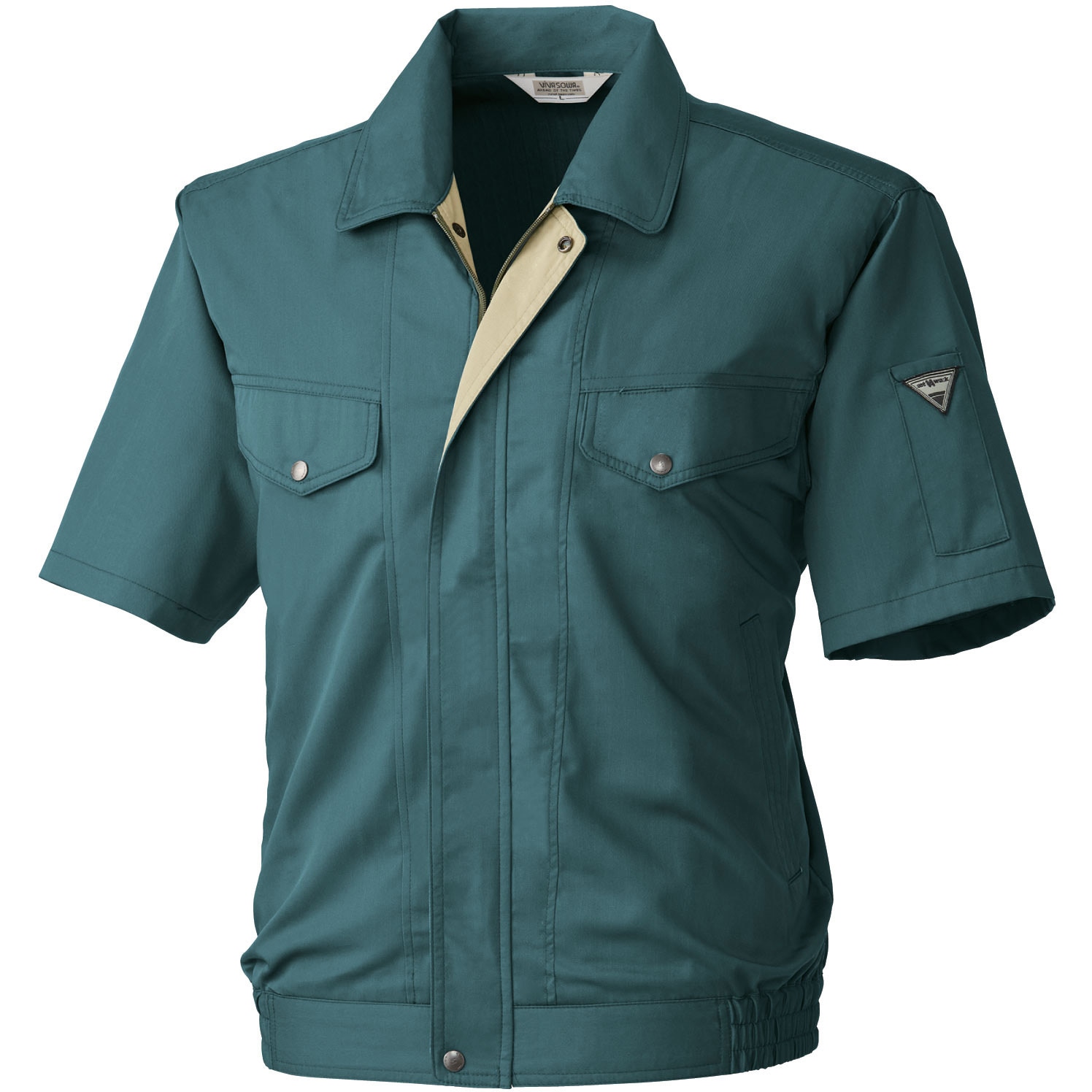 451 VA451 半袖ブルゾン 桑和 混率(%):綿35  ポリエステル65 ダークグリーン色 L着丈66cm