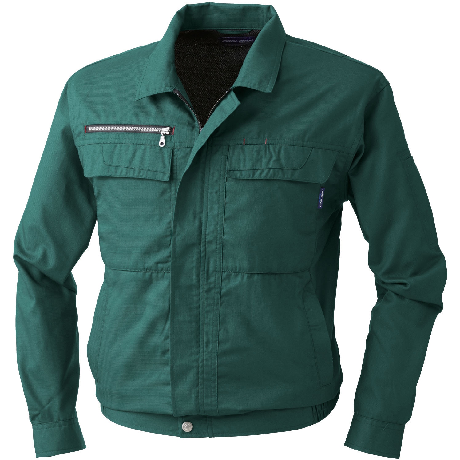 633 633 長袖ブルゾン 桑和 混率(%):綿30  ポリエステル70 ダークグリーン色 6L着丈70cm