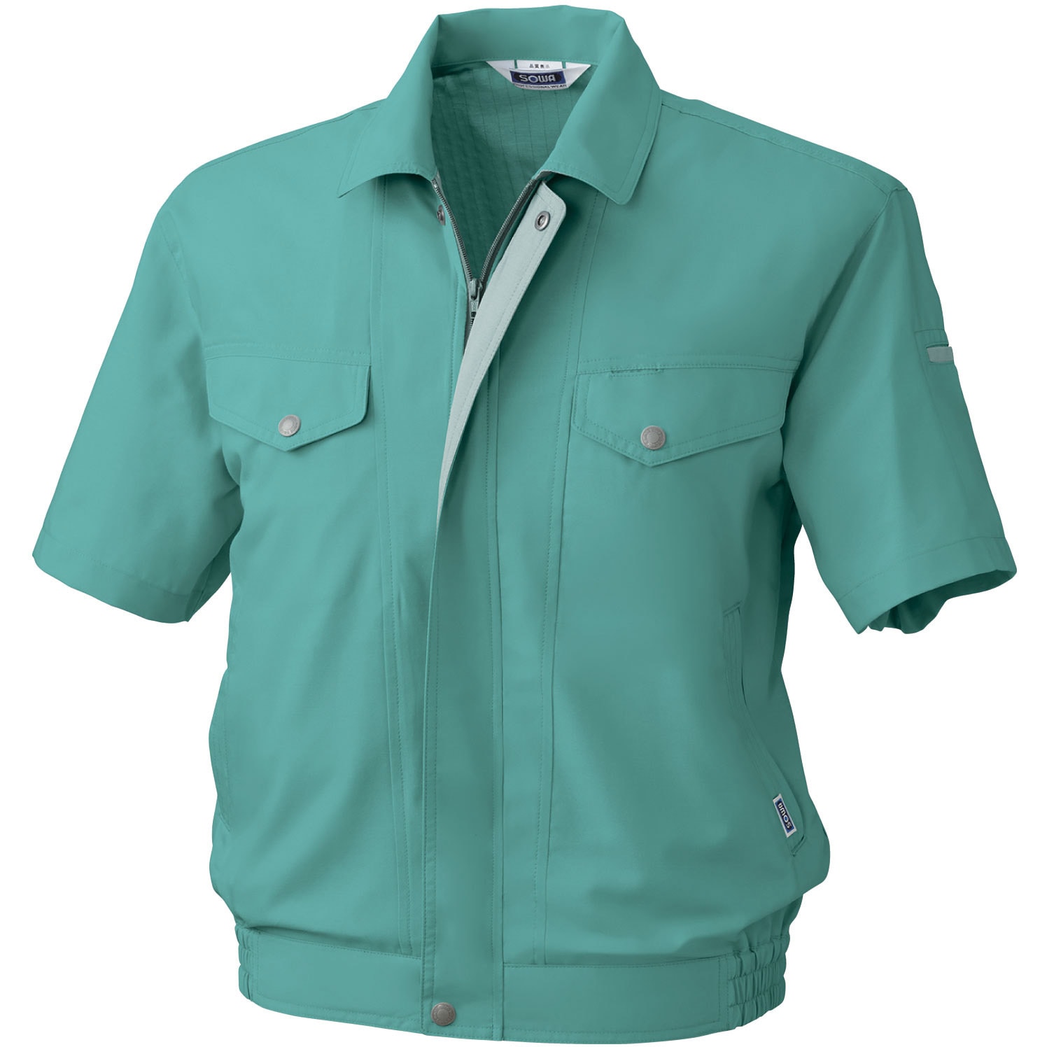 711 711 半袖ブルゾン 桑和 混率(%):綿20  ポリエステル80 ケンブリッヂブルー色 6L着丈70cm