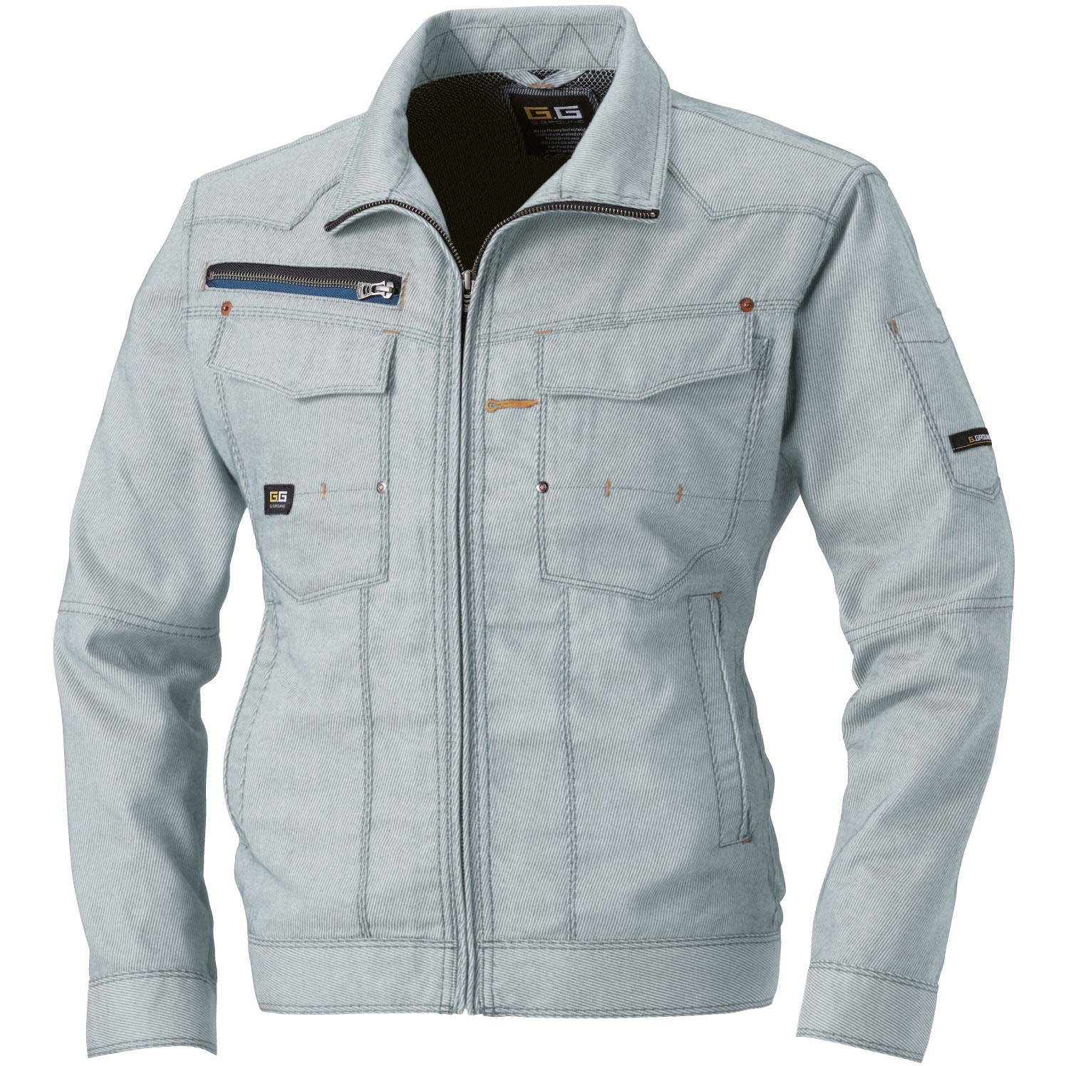 873 873 長袖ブルゾン 桑和 混率(%):綿60  ポリエステル40 シルバーグレー色 6L着丈72cm