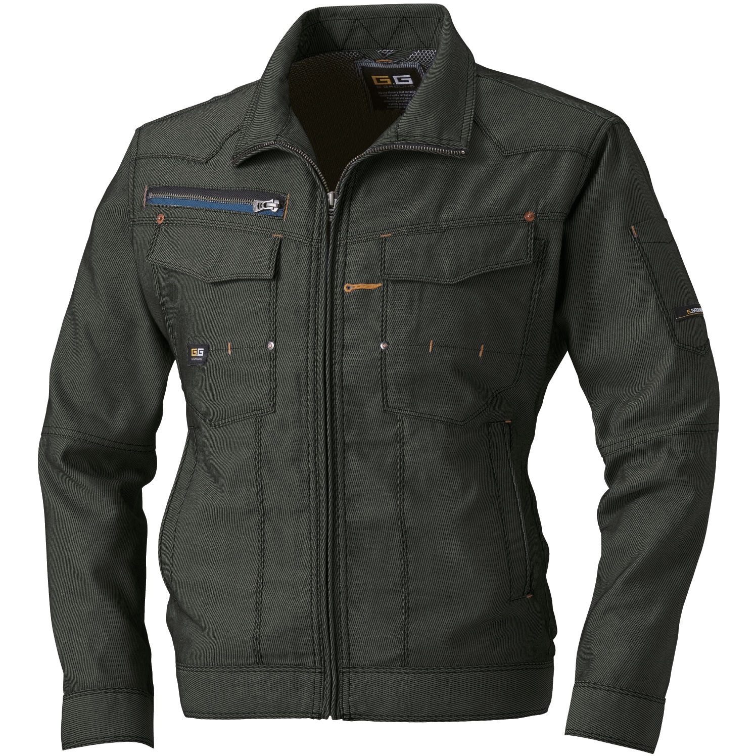 873 873 長袖ブルゾン 桑和 混率(%):綿60  ポリエステル40 ダークブラウン色 6L着丈72cm