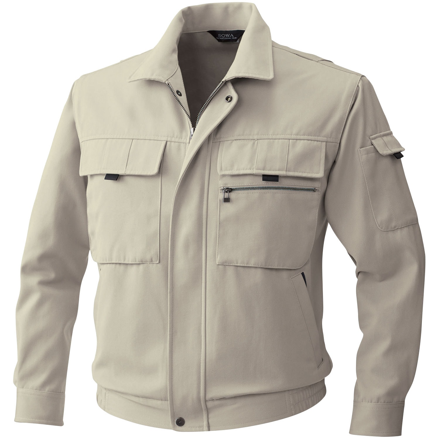 4881 4881 長袖ブルゾン 桑和 混率(%):綿35  ポリエステル65 定番 アイボリー色 6L着丈70cm