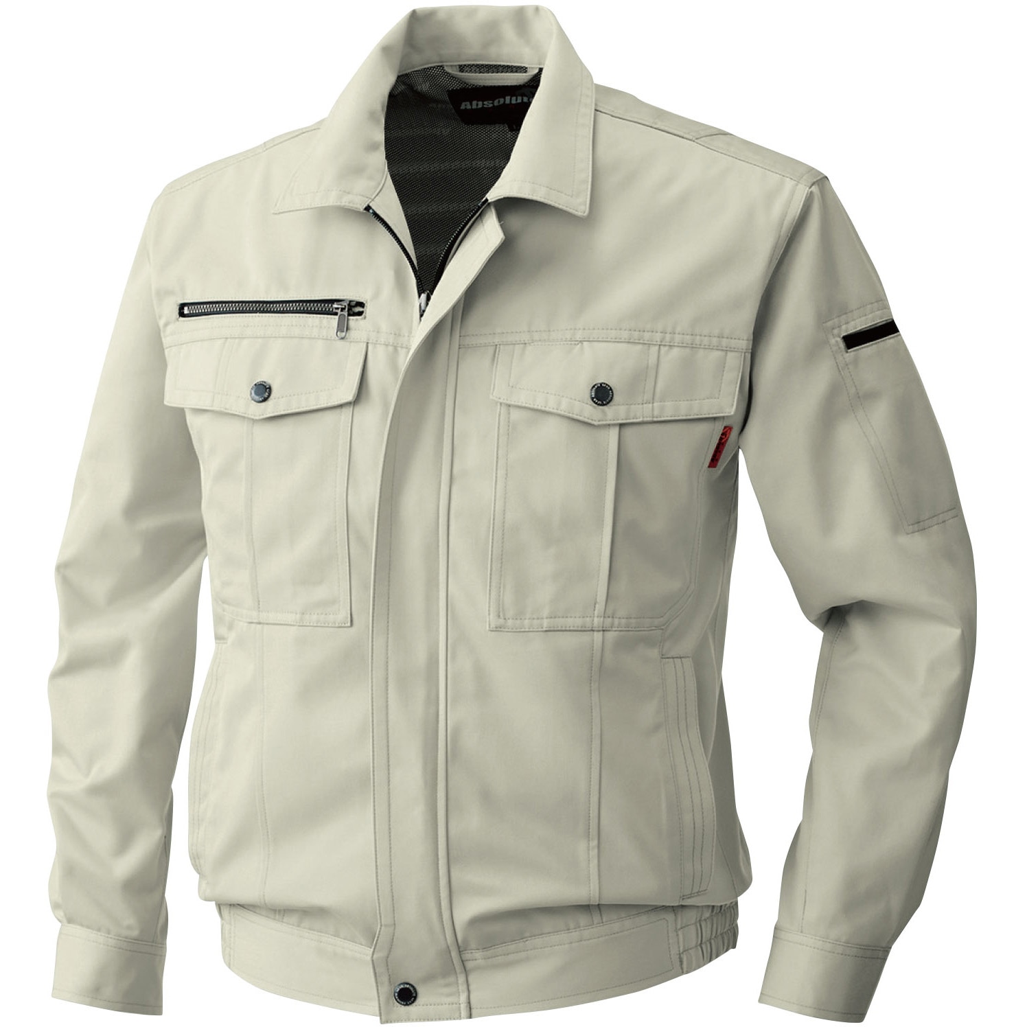 6113 6113 長袖ブルゾン 桑和 混率(%):綿35  ポリエステル65 定番 ベージュ色 6L着丈70cm