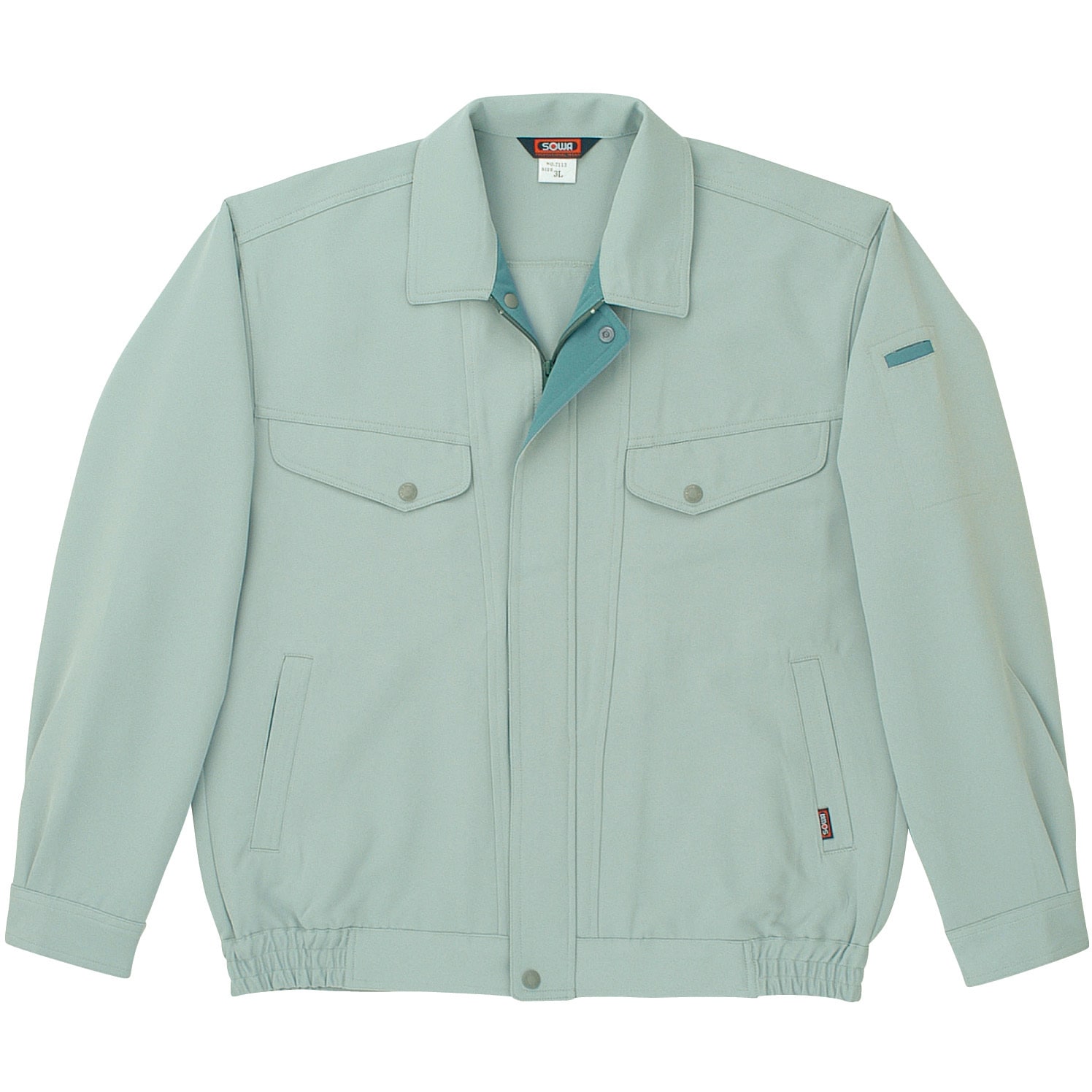 7113 7113 長袖ブルゾン 桑和 ポリエステル100% 定番 モスグリーン色 6L着丈70cm