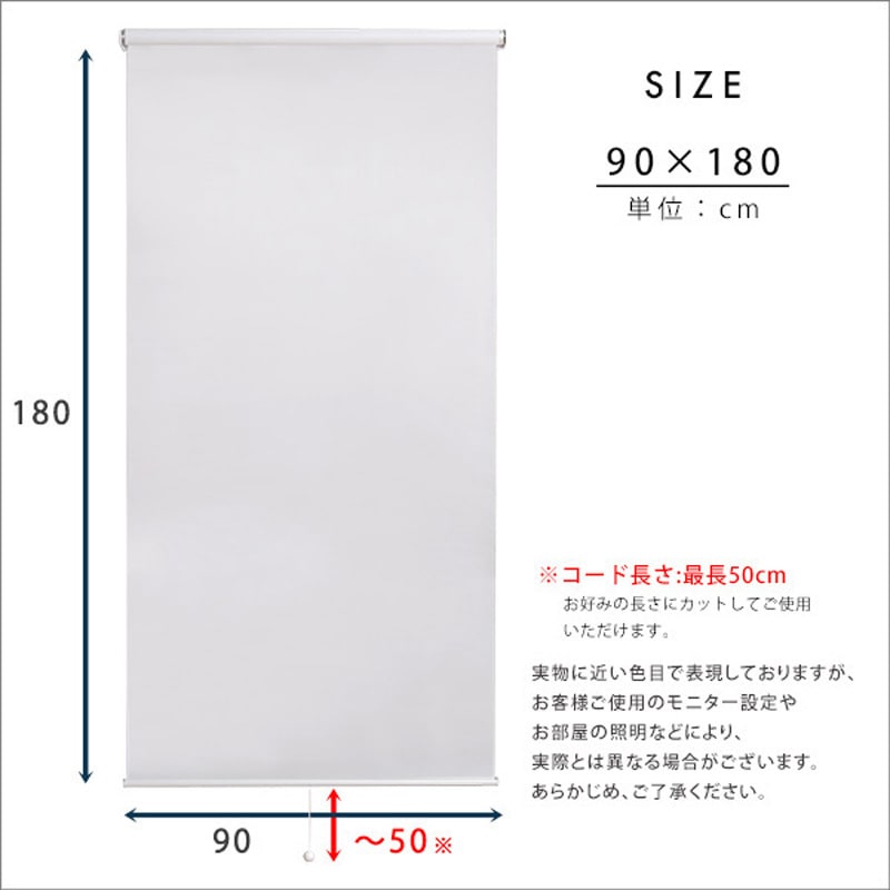 壁空け不要!つっぱりロールスクリーン 幅90cm(採光タイプ) ホーム