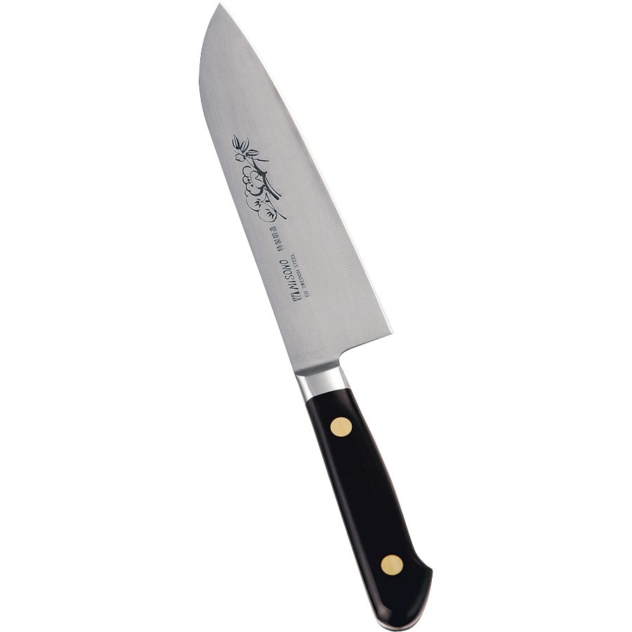 No.181M ミソノEUカーボンスチール 三徳包丁(花彫刻入) ミソノ刃物 サイズ18cm