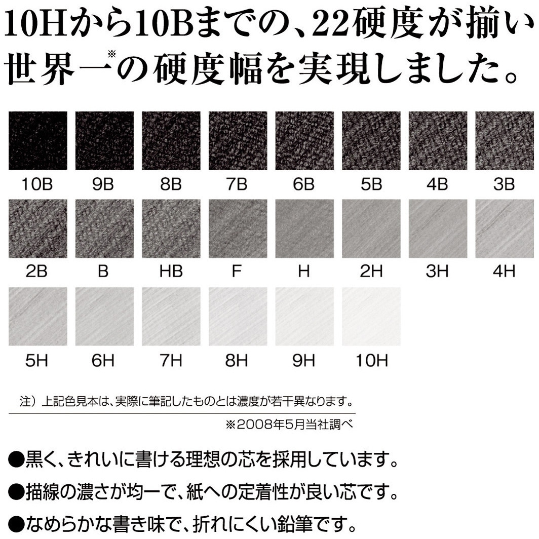 HU9H 鉛筆 Hi-uni(ハイユニ) uni(三菱鉛筆) 芯色:黒 一般用 9H 1箱(12